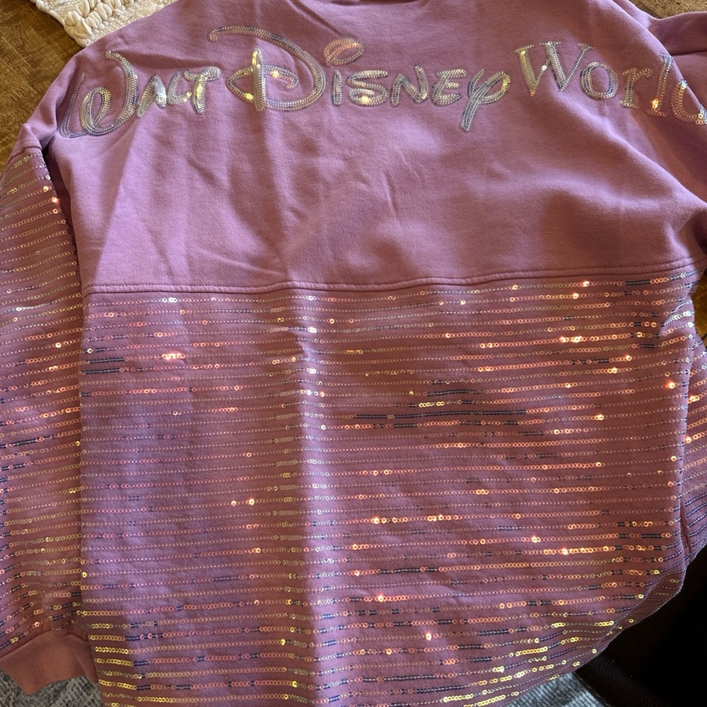 Disney Spirit Jersey- Women's Disney World 50th Celebration Pink sequin Sweatshi